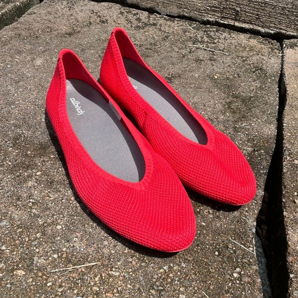 Allbirds Tree Breezers Red Knit Ballet Flats Indie Twee TBP Sustainable Shoes
